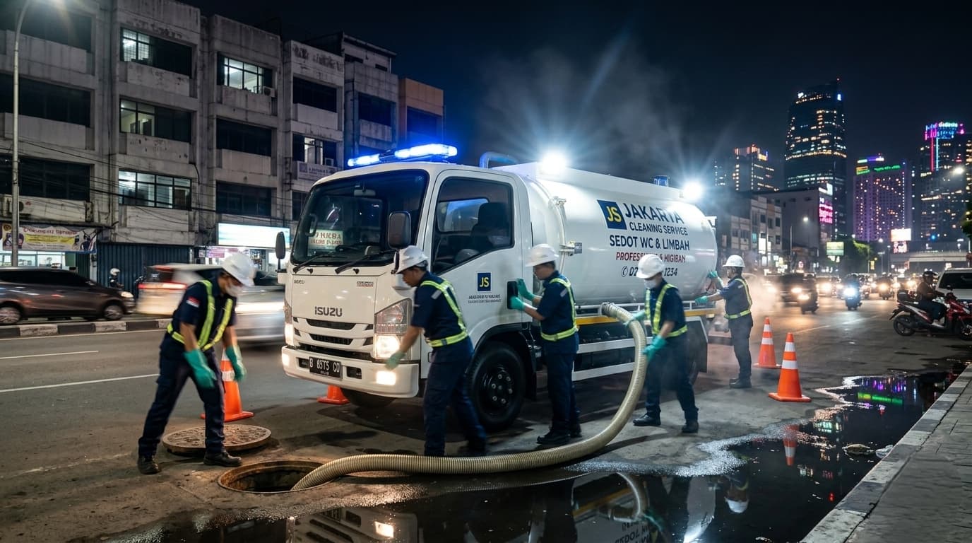 Proses pembuangan limbah oleh tim Putra Mandiri